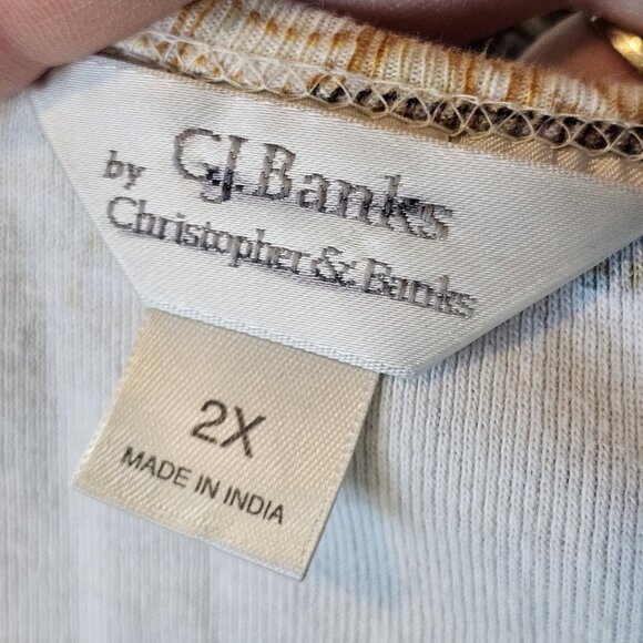 CJ Banks Paris France Knit Shirt Top 3/4 Sleeve Sequins White Cream Sz 2X Casual - Picture 10 of 10